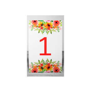 Картичка с номер на маса „Orange flowers“