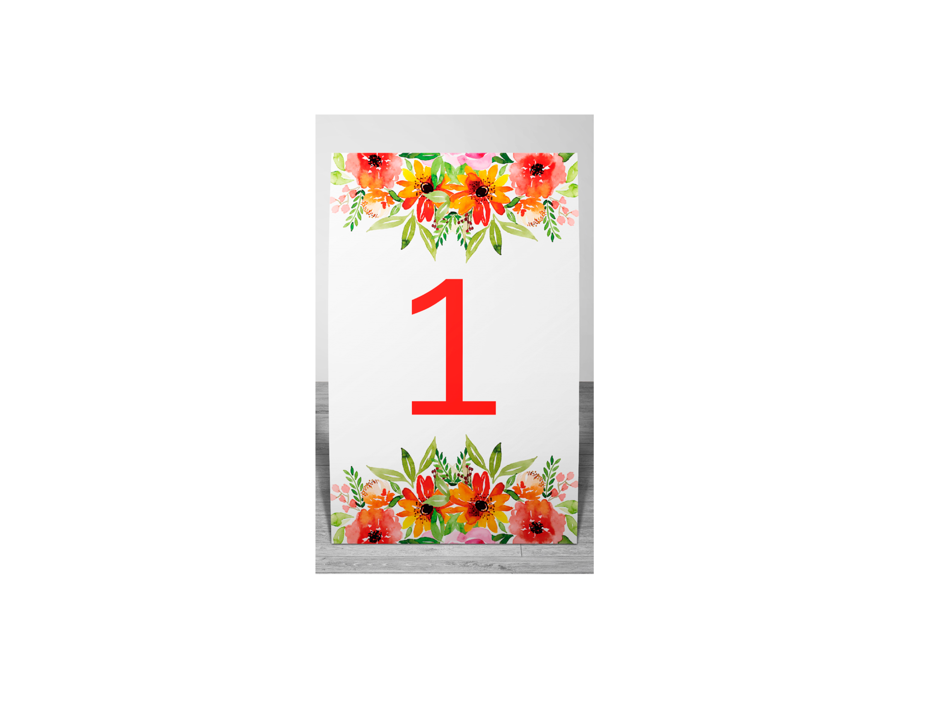 Картичка с номер на маса „Orange flowers“