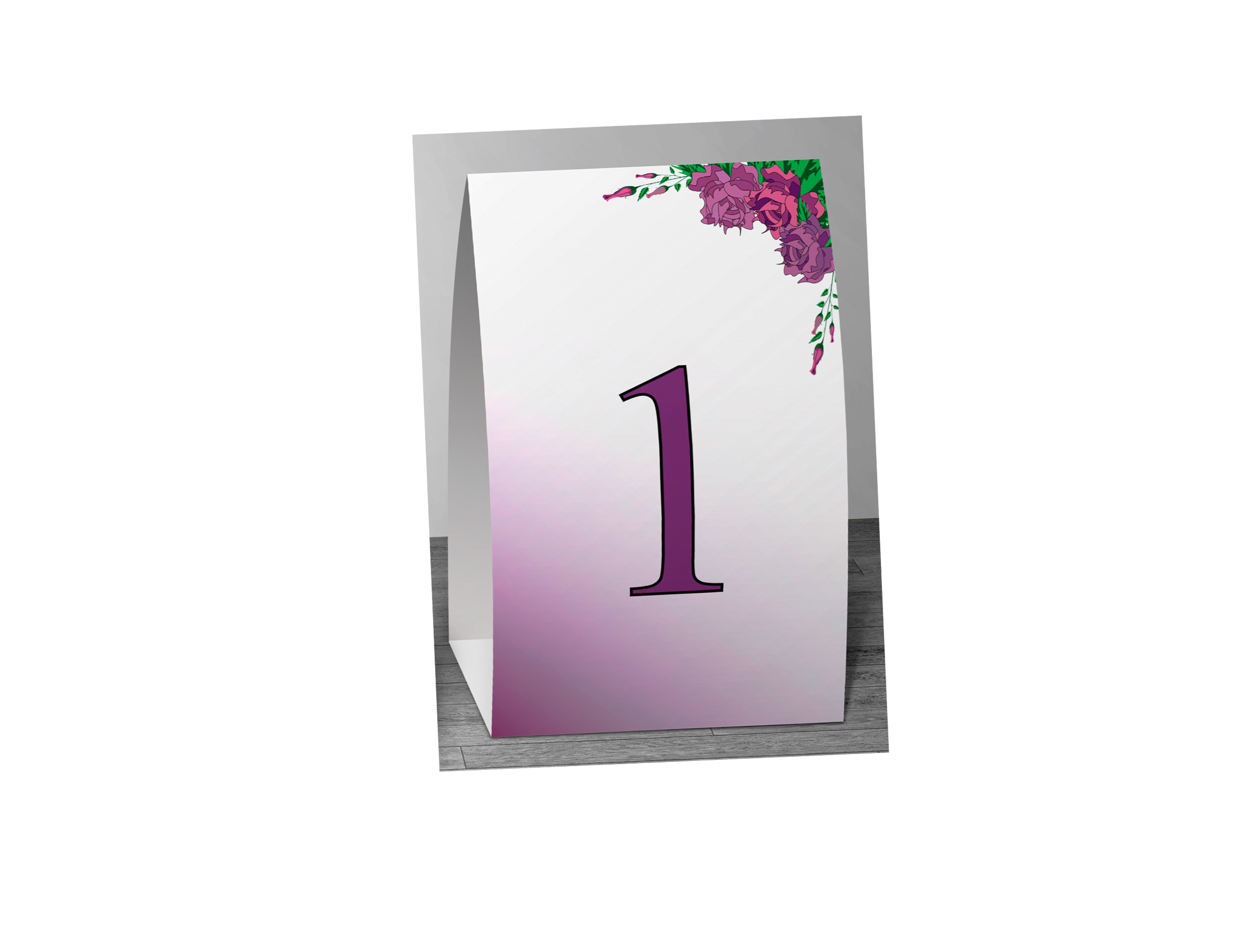 Картичка с номер на маса „Purple flowers“