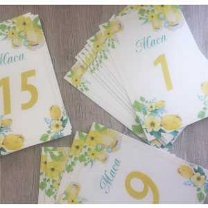 Картичка с номер на маса „Yellow flowers“