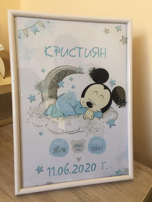 Бебешка визитка в синьо